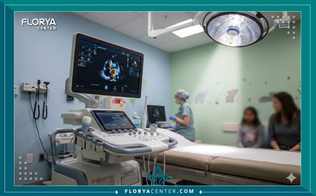 أفضل استشاري قلب للأطفال 4 غرفة فحص قلب الأطفال مجهزة بأحدث أجهزة الإيكو والسونار في مستشفى متخصص.