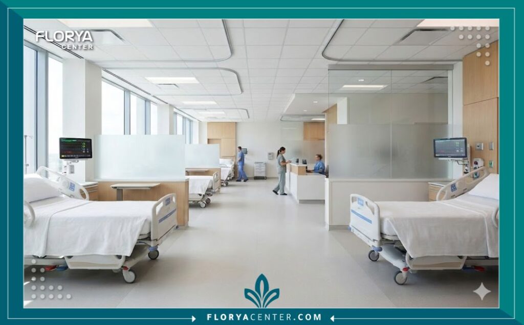 غرف العناية المركزة والتعافي في أفضل مركز لجراحة القلب والصدر بتصميم عصري.