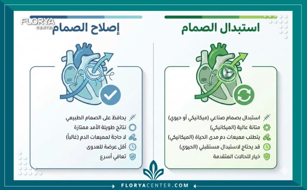 تكلفة عملية صمام القلب الميترالي 3 إنفوجرافيك يوضح الفرق بين عملية إصلاح صمام القلب الميترالي وعملية استبداله ,تكلفة عملية صمام القلب الميترالي.