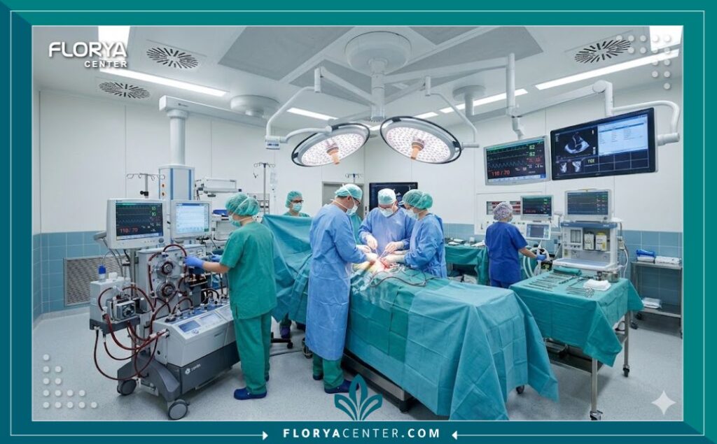 غرفة عمليات متطورة مجهزة بأحدث التقنيات الطبية لجراحات القلب المعقدة في تركيا.