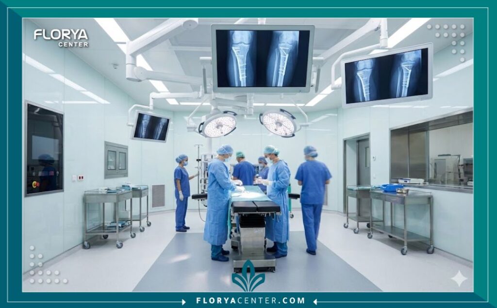 داخل غرفة عمليات عظام حديثة مجهزة لأحدث تقنيات جراحة تثبيت الكسور في إسطنبول.