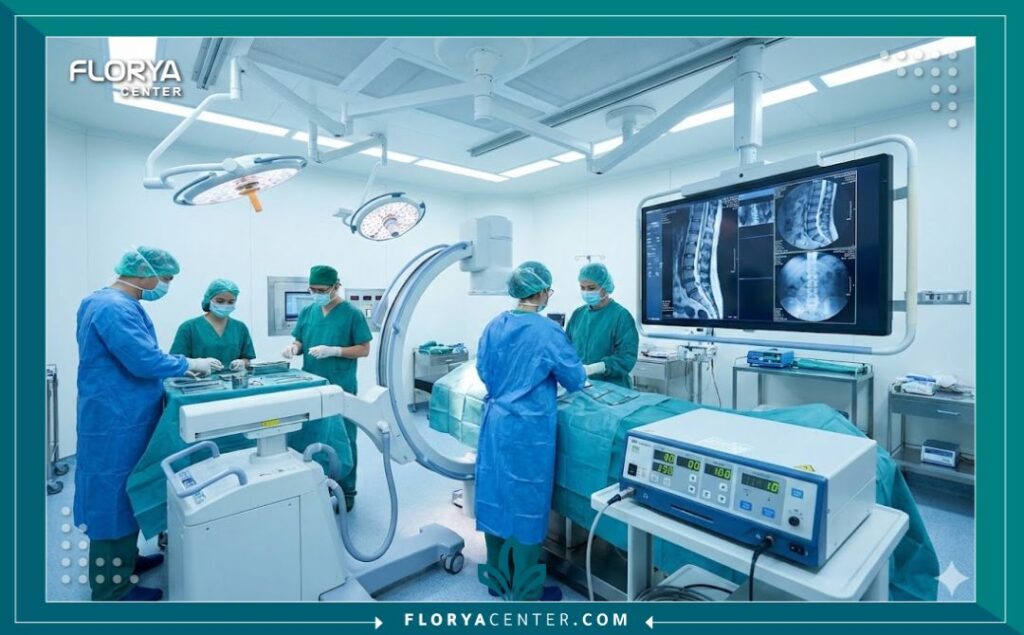 غرف العمليات المجهزة بأحدث أجهزة التردد الحراري لعلاج الانزلاق الغضروفي وآلام المفاصل.