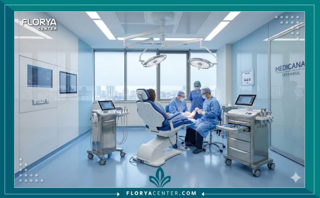 غرفة عمليات معقمة ومجهزة بأحدث الأجهزة لجراحة القدم في مستشفيات تركيا.