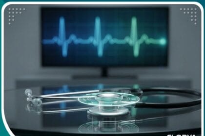 فحص القلب الشامل وجهاز سماعة الطبيب مع تخطيط قلب رقمي حديث.