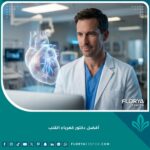 أفضل دكتور كهرباء قلب في عيادة حديثة يستخدم تقنيات الهولوجرام لفحص نبضات القلب.