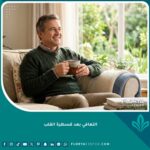 صورة مميزة لمريض في مرحلة التعافي بعد قسطرة القلب يشعر بالراحة في منزله.