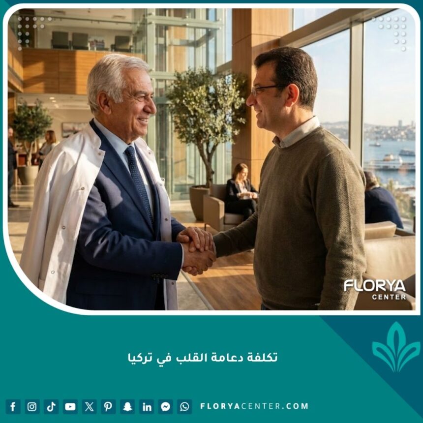 طبيب قلب تركي خبير يصافح مريضاً في مستشفى حديث بإسطنبول يطل على البوسفور – السياحة العلاجية لمرضى القلب في تركيا.