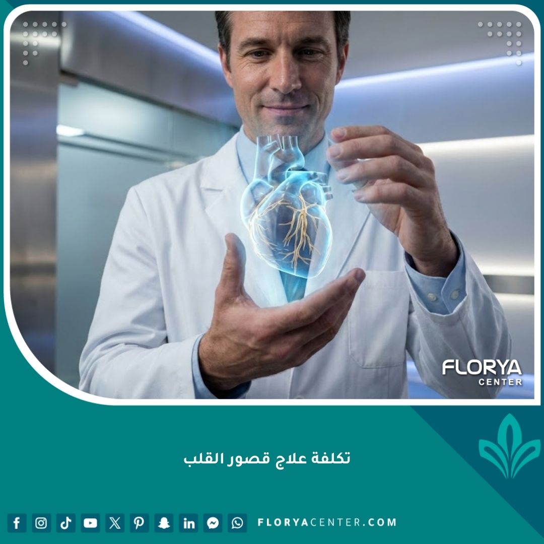 طبيب قلب يحمل نموذجاً لقلب بشري يوضح تقنيات علاج قصور القلب الحديثة وتكاليفها.