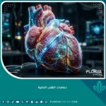 صورة سينمائية توضح تقنية دعامة القلب الذكية المزودة بمستشعرات رقمية لمراقبة تدفق الدم.