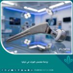 واجهة مقال حول زراعة مفصل الورك في تركيا تظهر مفصلًا صناعيًا حديثًا بتقنية متطورة.