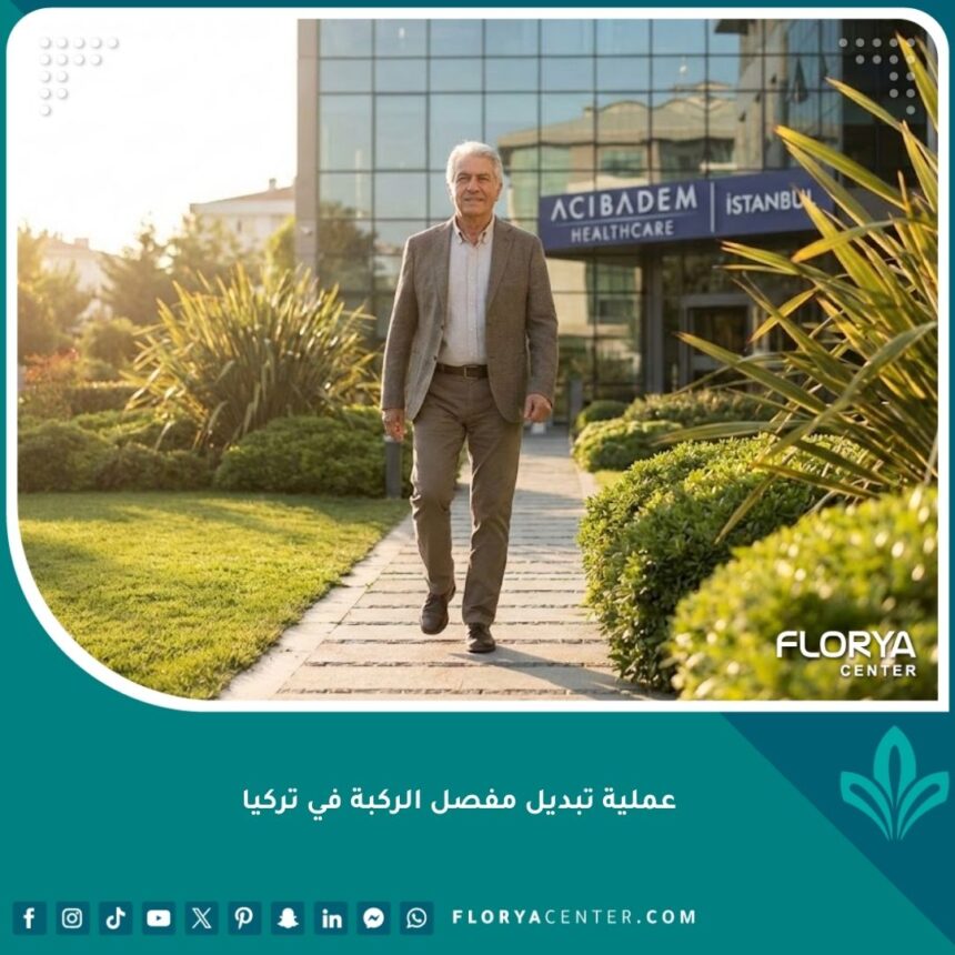 رجل مسن يمشي بثقة بعد عملية تبديل مفصل الركبة في تركيا بنجاح.