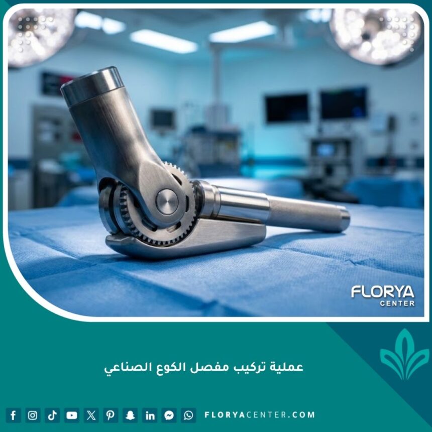 صورة مميزة لنموذج مفصل الكوع الصناعي المستخدم في جراحات استبدال المفاصل المتقدمة.