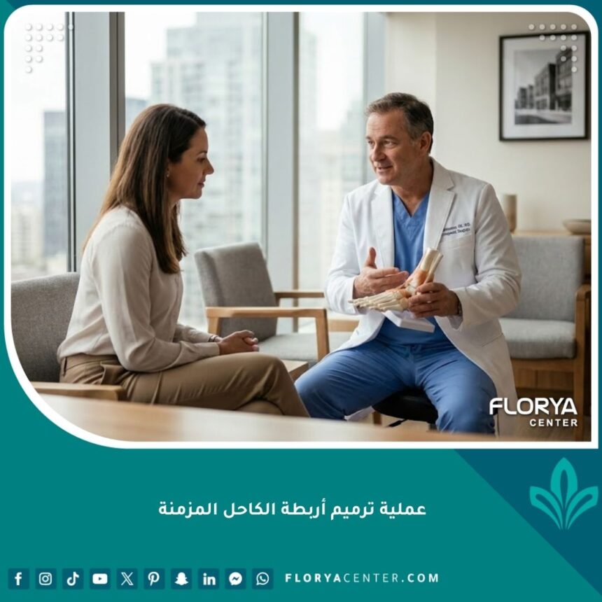 عملية ترميم أربطة الكاحل المزمنة في عيادة عظام متطورة مع طبيب مختص.