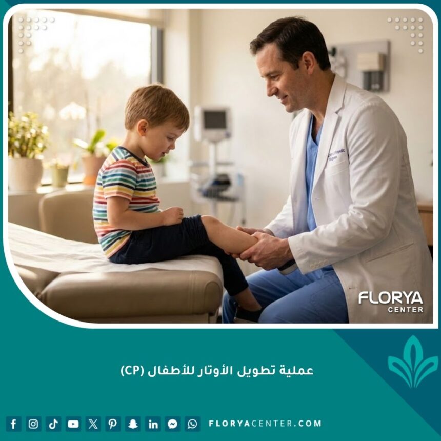 عملية تطويل الأوتار للأطفال المصابين بالشلل الدماغي - طبيب عظام أطفال يفحص حالة طفل قبل الجراحة.