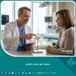 جراح عظام متخصص يشرح عملية خلع الكتف المتكرر للمريض باستخدام نموذج طبي ثلاثي الأبعاد.