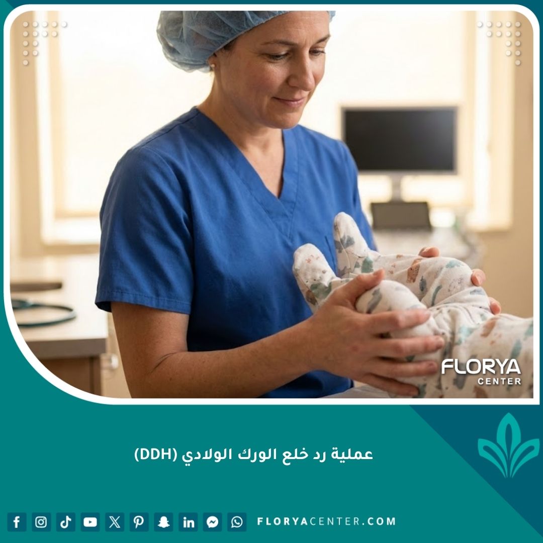 عملية رد خلع الورك الولادي للأطفال - جراح عظام متخصص يفحص رضيعاً في عيادة حديثة.