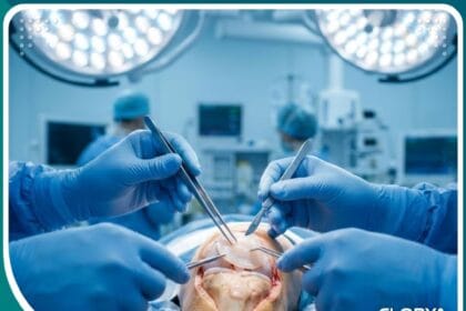عملية زراعة غضاريف الركبة تحت إشراف طبيب متخصص في مستشفى حديث.