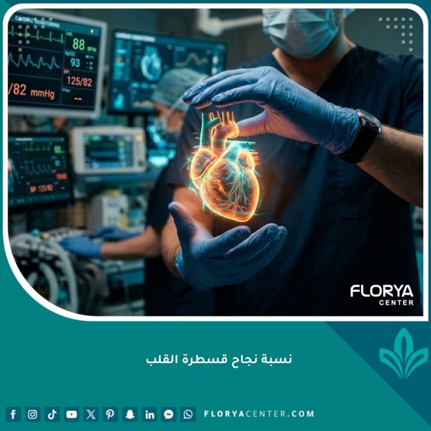 صورة مميزة لنجاح عملية قسطرة القلب تظهر التكنولوجيا الطبية المتقدمة والاحترافية.