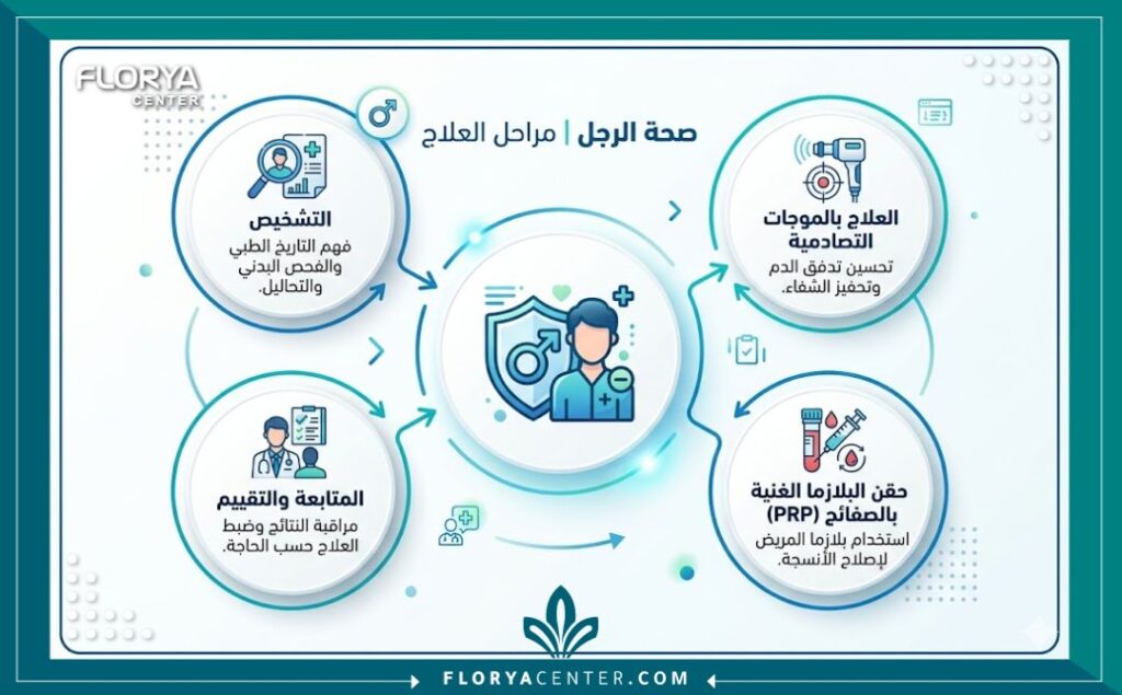 إنفوجرافيك يوضح خطوات وأساليب علاج الضعف الجنسي في أفضل مستشفيات تركيا.