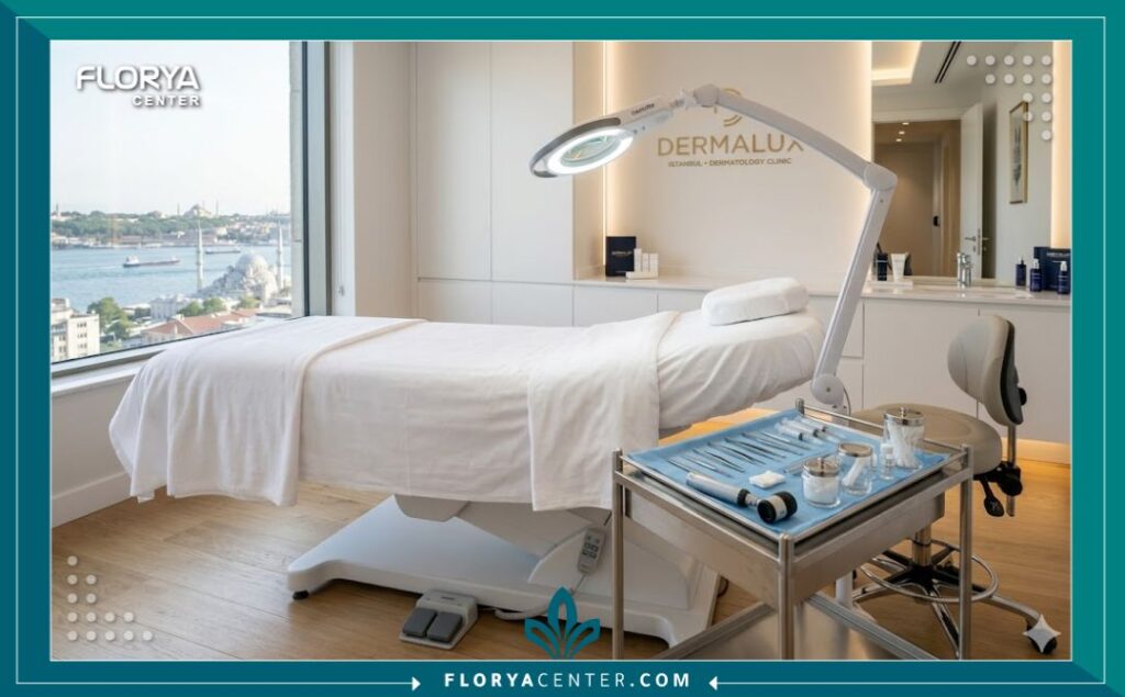 غرفة عمليات حديثة ومعقمة في مركز تجميل في تركيا مخصص لإجراءات حقن البوتكس التجميلية.
