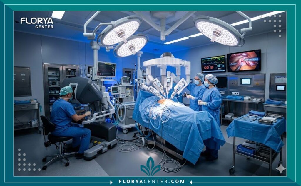 غرفة عمليات حديثة مجهزة بأحدث التقنيات لإجراء جراحات تجميل الرجال بأمان.