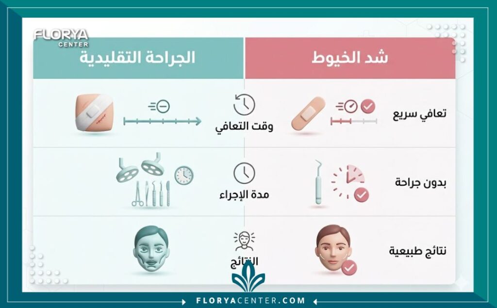 إنفوجرافيك مقارنة بين عملية تضييق المهبل جراحياً وبالخيوط التجميلية في تركيا.