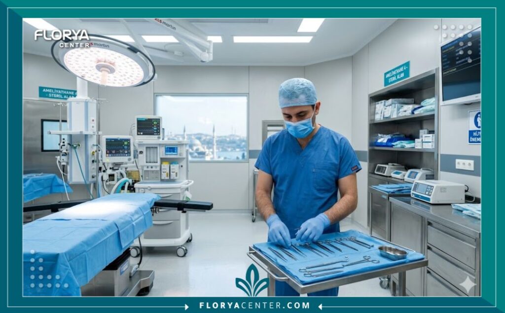عيادة طبية معقمة وحديثة في إسطنبول لإجراء عمليات التجميل وحقن الفيلر للرجال.