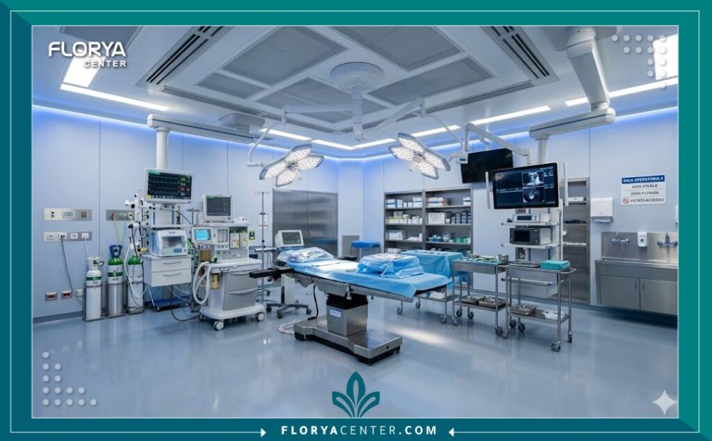 غرفة عمليات حديثة ومعقمة مجهزة لإجراء جراحات تضخيم الذكر بأحدث التقنيات.