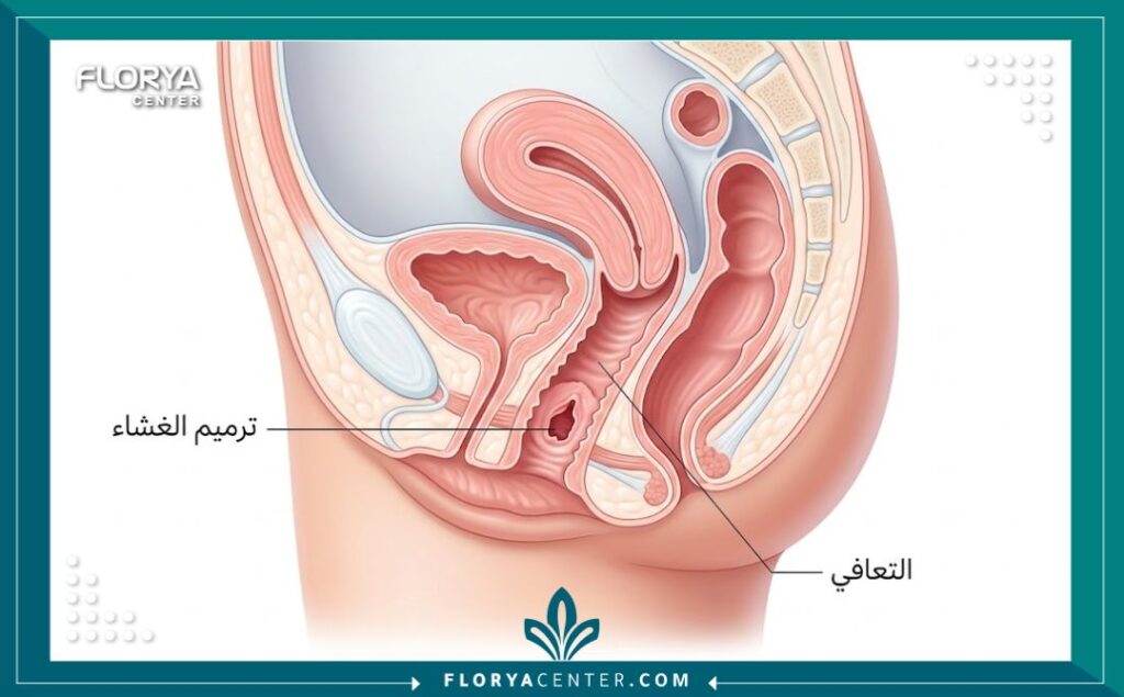 رسم توضيحي طبي يشرح كيفية إجراء عملية ترقيع غشاء البكارة في تركيا.
