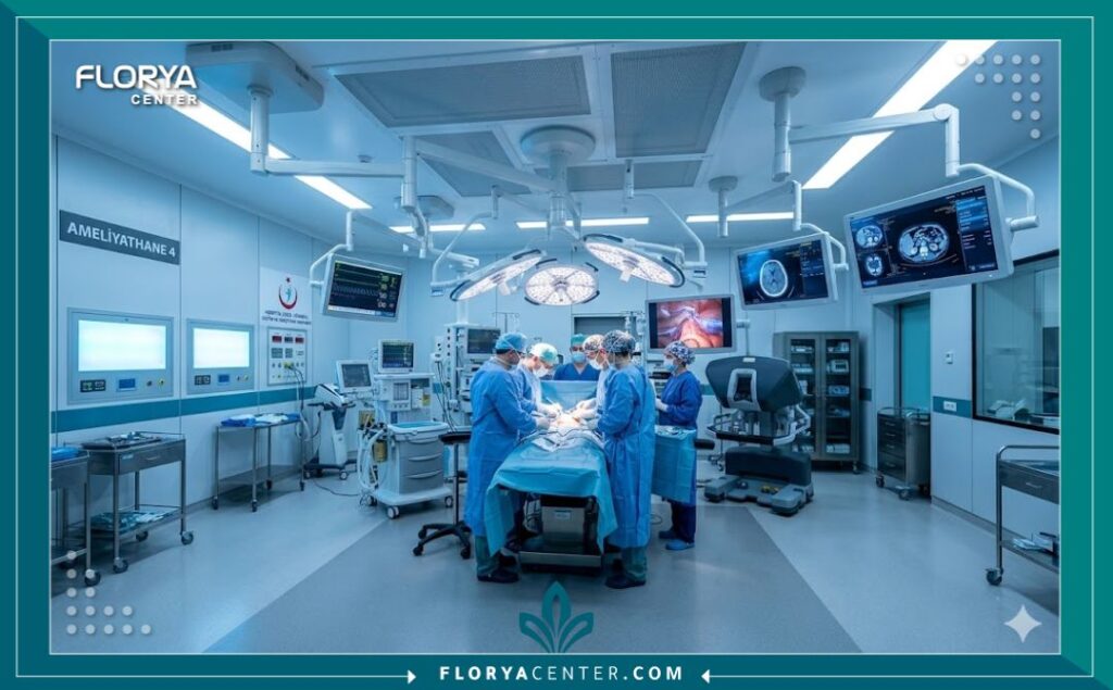 غرف العمليات المجهزة بأحدث التقنيات لعمليات التجميل النسائية في مستشفيات تركيا.
