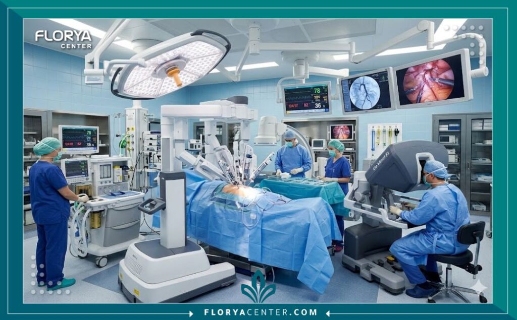 غرفة عمليات حديثة مجهزة بأحدث التقنيات لإجراء جراحات الأوعية الدموية والشريان السباتي.