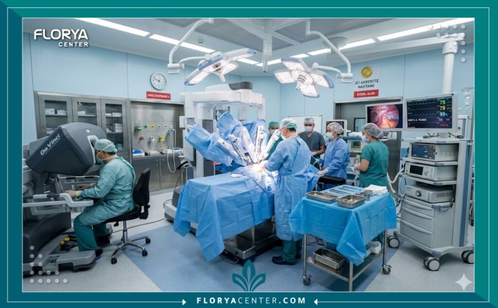 تجهيزات غرف العمليات الحديثة والمعقمة لإجراء جراحات المسالك البولية في مستشفيات تركيا.