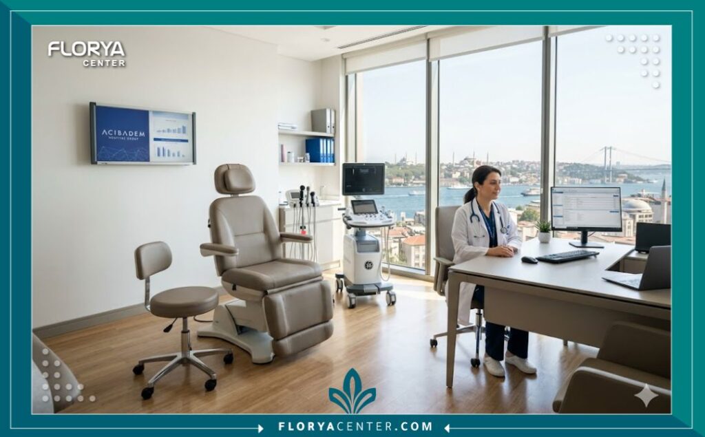 داخل عيادة طبية حديثة ومتطورة في إسطنبول متخصصة في العلاجات التجديدية للرجال.