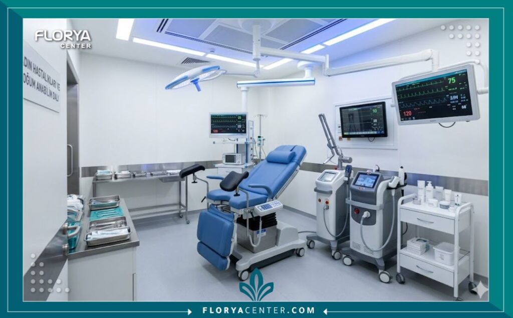 غرفة عمليات وتجميل نسائية حديثة ومجهزة بأحدث التقنيات في مراكز التجميل بتركيا.