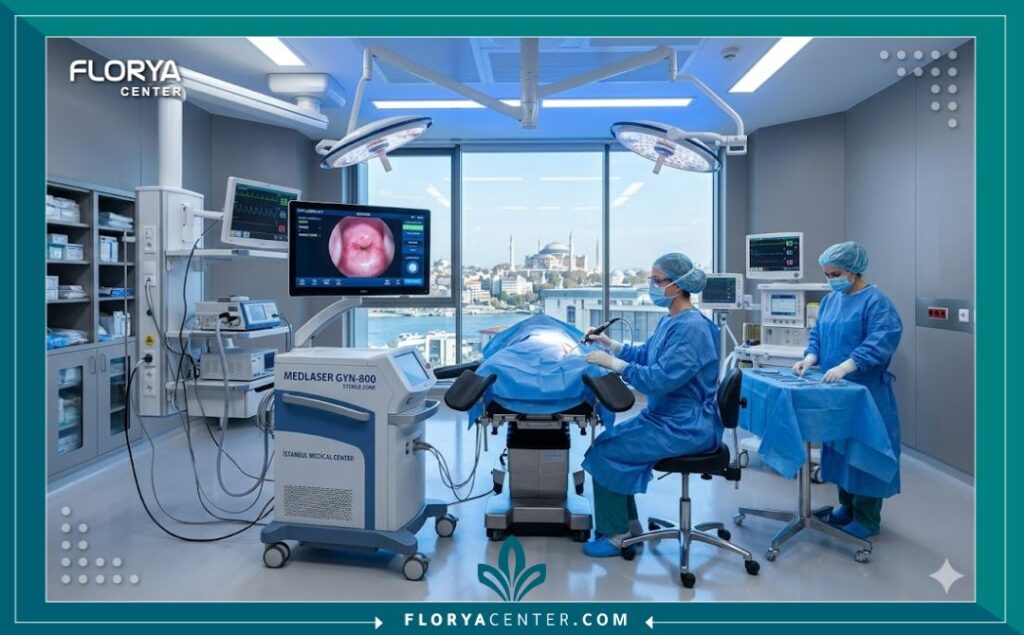 غرفة عمليات حديثة مجهزة بأحدث تقنيات الليزر لتجميل المهبل في اسطنبول.