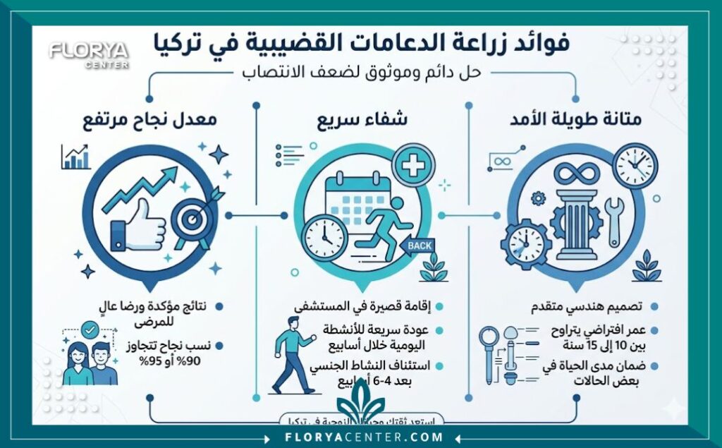 إنفوجرافيك يبرز مميزات ونسبة نجاح عملية زراعة دعامات العضو الذكري في تركيا.