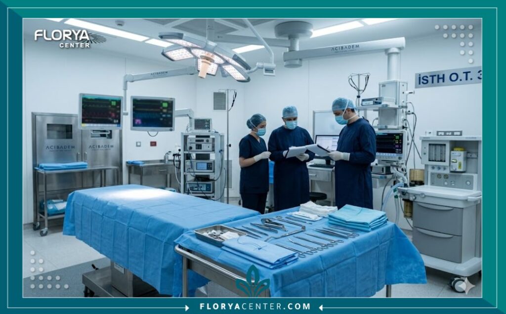 غرفة عمليات تجميل متطورة في مستشفى خاص بإسطنبول ودكتور تجميل مناطق حساسة رجال