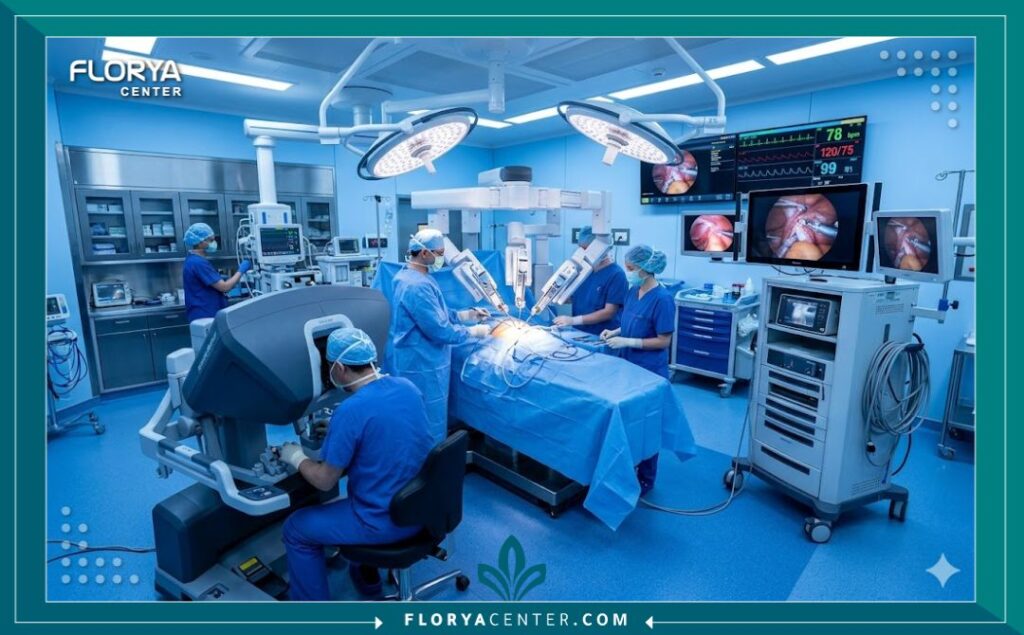 داخل غرفة عمليات معقمة ومجهزة بأحدث الأجهزة لتركيب الدعامة الهيدروليكية لضمان أعلى نسب النجاح.