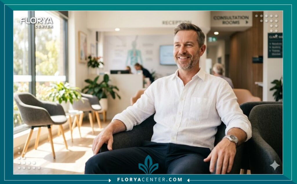 رجل يشعر بالثقة واستعادة جودة الحياة بعد التعافي من عملية زراعة الدعامة الهيدروليكية.