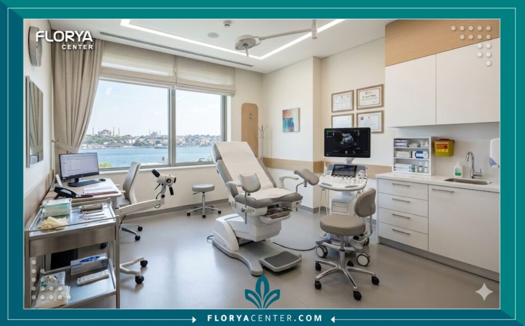 غرفة كشف مجهزة بأحدث التقنيات في أحد أفضل مستشفيات التجميل النسائي في تركيا.