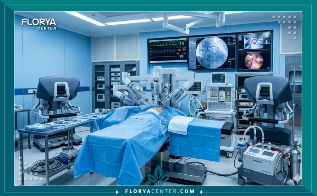 غرفة عمليات متطورة مجهزة بأحدث التقنيات لجراحة القلب وعلاج ارتجاع الصمام الميترالي.
