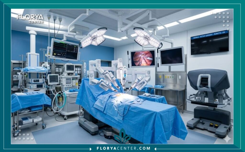 غرفة عمليات متطورة ومجهزة بأحدث التقنيات لجراحة علاج التسرب الوريدي وزراعة الدعامات.