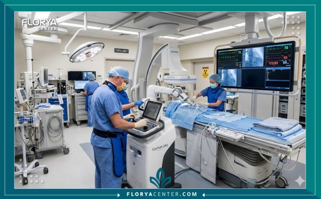 داخل غرفة عمليات قسطرة القلب المجهزة بأحدث الوسائل لعلاج اضطرابات النبض والبطء.