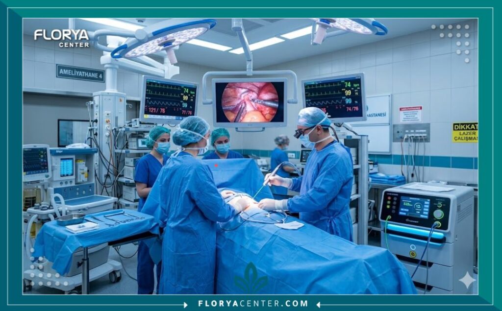 غرفة عمليات حديثة ومجهزة بأحدث تقنيات الليزر لإجراء عملية تطويل اللجام في إسطنبول.