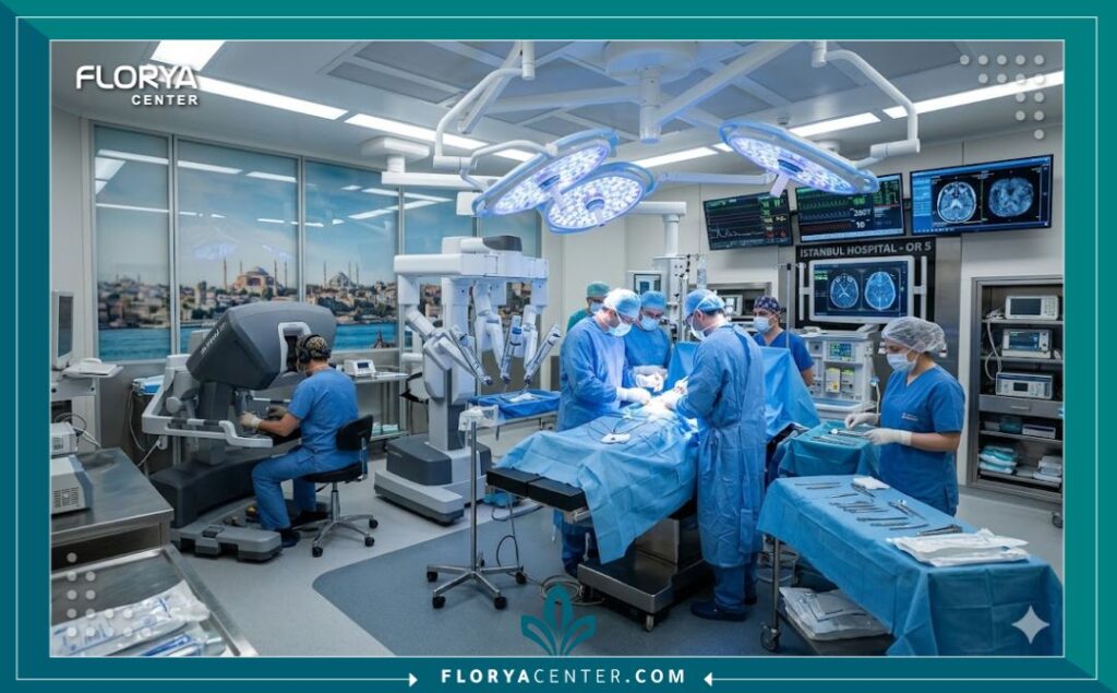 غرف عمليات متطورة ومجهزة بأحدث التقنيات في مراكز علاج التسرب الوريدي في تركيا.