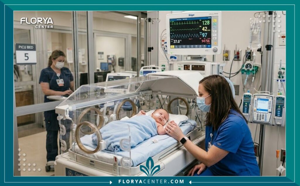 وحدة العناية المركزة لقلب الأطفال في مستشفى متطور مجهز لإجراء عمليات فونتان المعقدة.