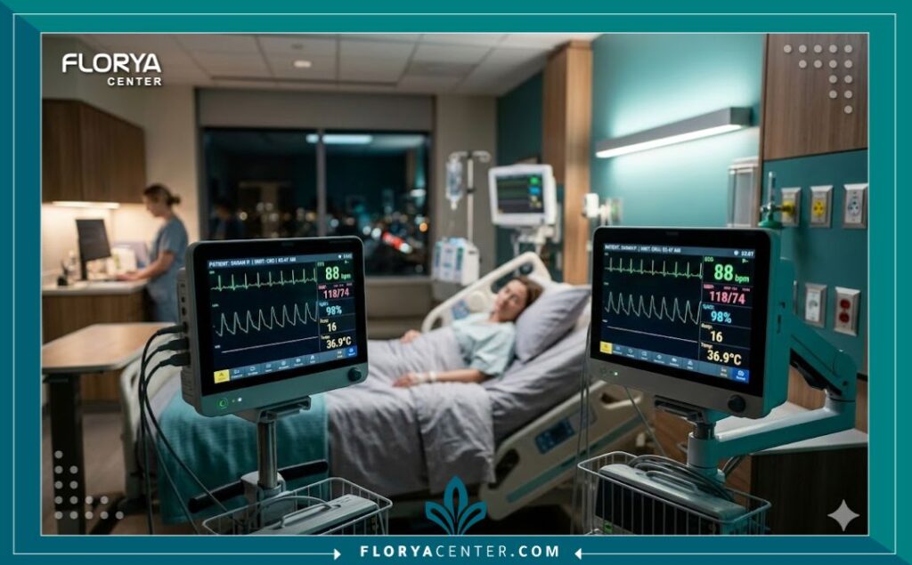 غرفة عناية مركزة حديثة مجهزة لمتابعة المريض بعد جراحة القلب