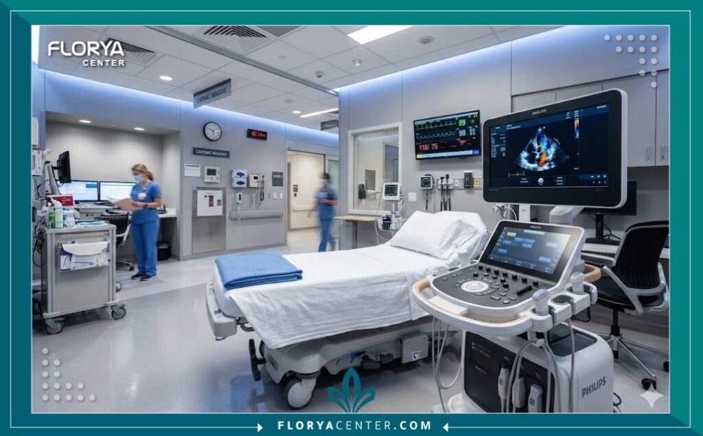 وحدة تشخيص أمراض القلب المجهزة بأجهزة التصوير بالموجات فوق الصوتية المتطورة.