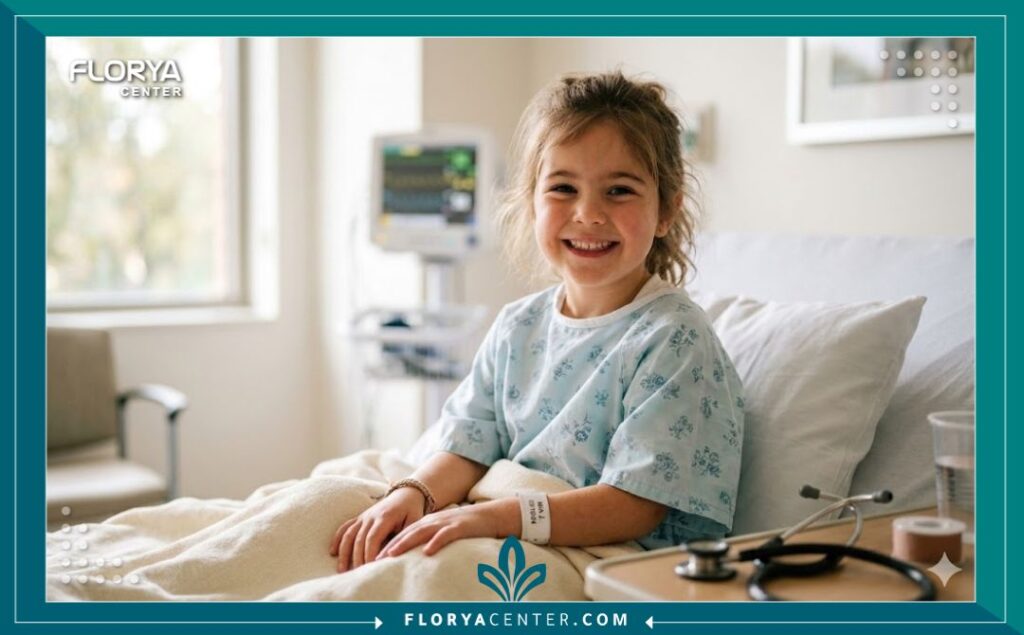 طفل سعيد في مرحلة التعافي بعد نجاح عملية قسطرة القلب العلاجية