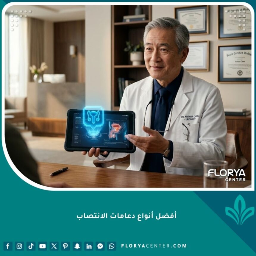 أفضل أنواع دعامات الانتصاب المرنة والهيدروليكية في عيادة مسالك بولية حديثة.